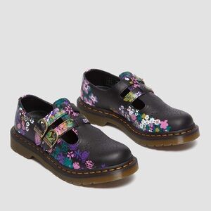 NWOT Dr. Martins Vintage Floral Leather Mary Jane Shoes in Black Multi Size 9.